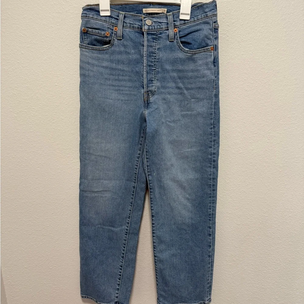 Levi's Women's Medium Wash Ribcage Straight Ankle Jeans Size 28 - Picture 2 of 8